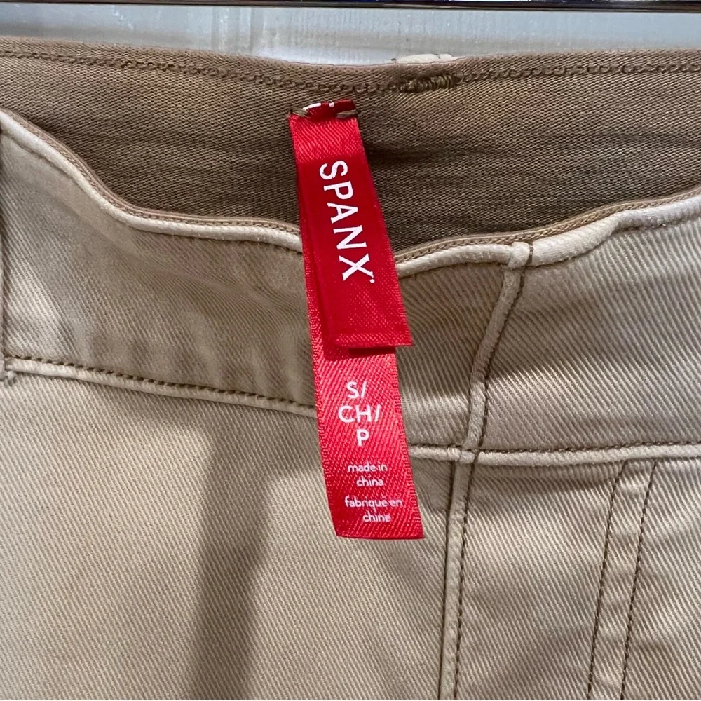 SPANX Stretch Twill Cropped Wide Leg Pants Small Tan Khaki Tan Brown 20312R - Picture 5 of 7